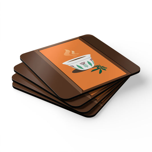 Corkwood Coaster Set: Ethiopian Coffee Design