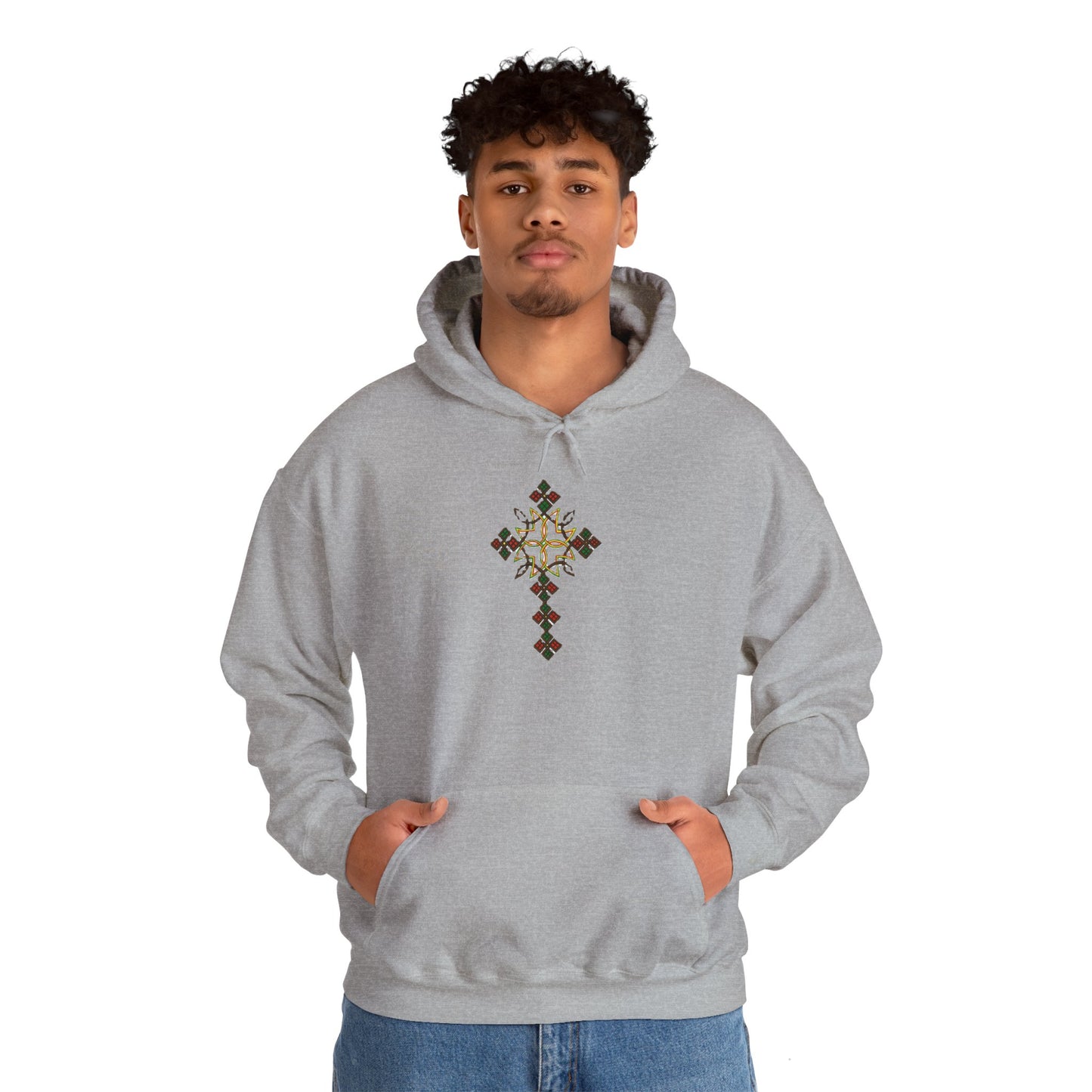 Ethiopian Cross Design Unisex Hooded Sweatshirt