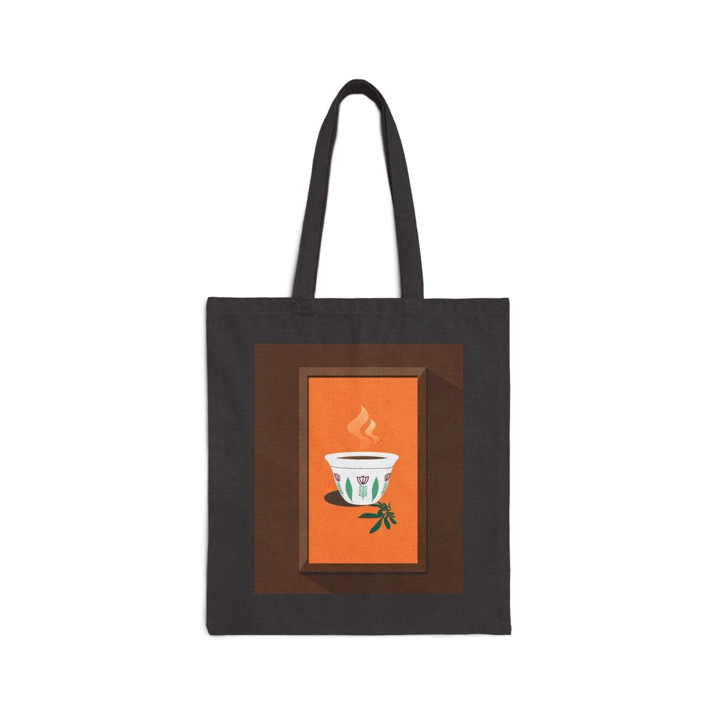 Cotton Canvas Tote Bag: Ethiopian coffee design