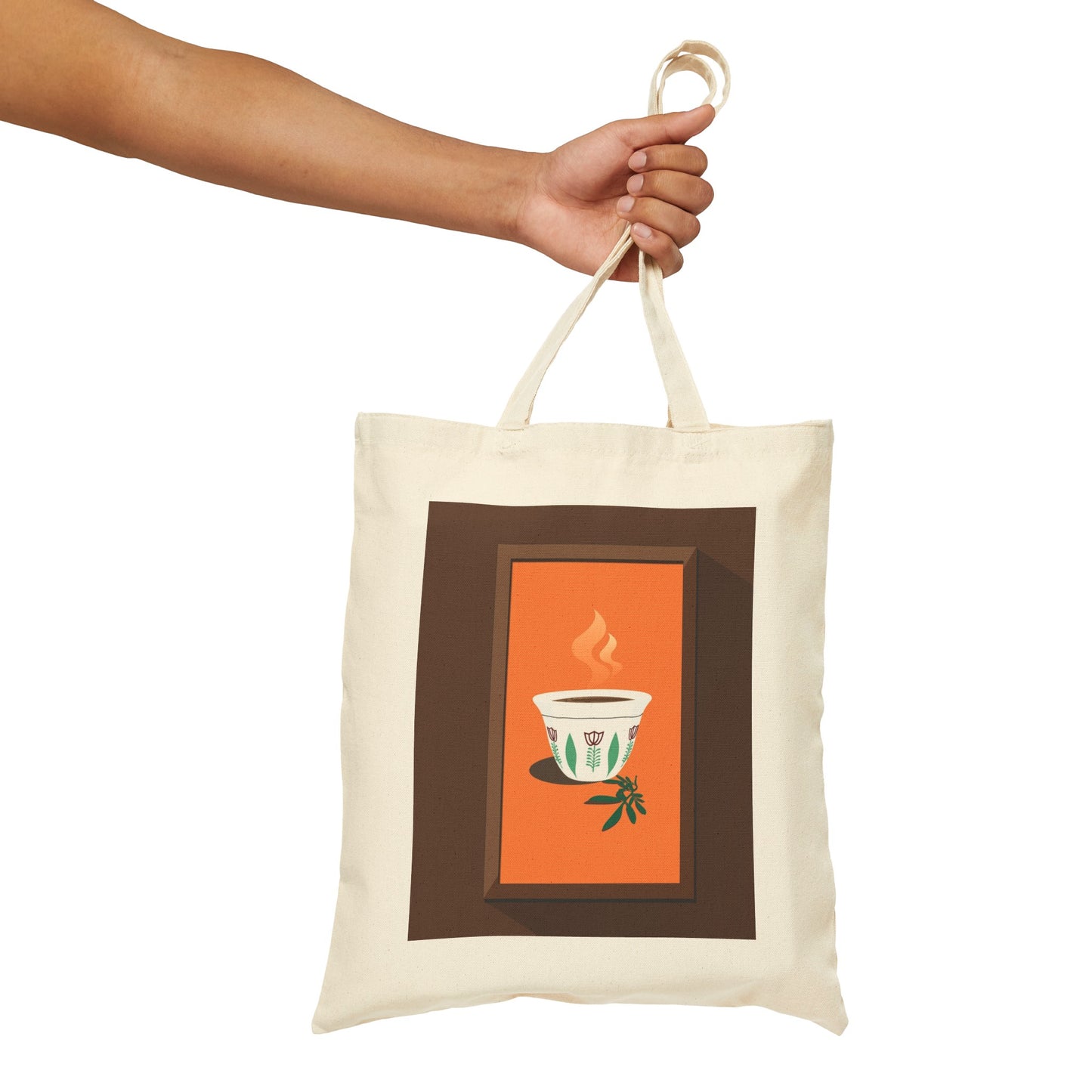 Cotton Canvas Tote Bag: Ethiopian coffee design