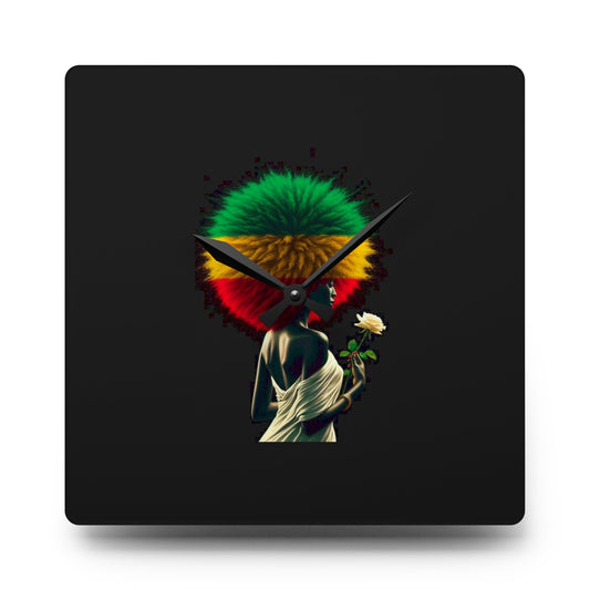 Ethiopian Woman Wall Clock with Flag, Cultural Home Decor, Unique Design