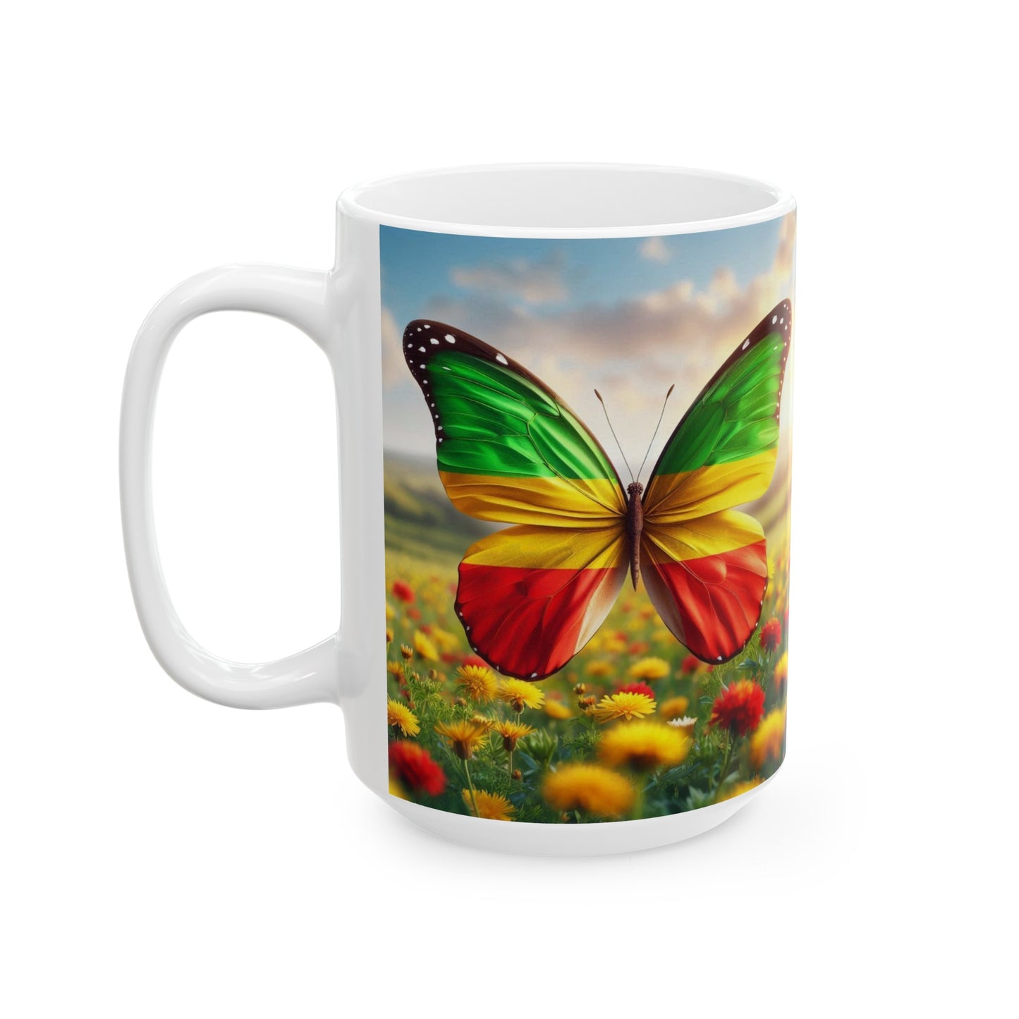 Ceramic Mug, (11oz, 15oz): Butterfly