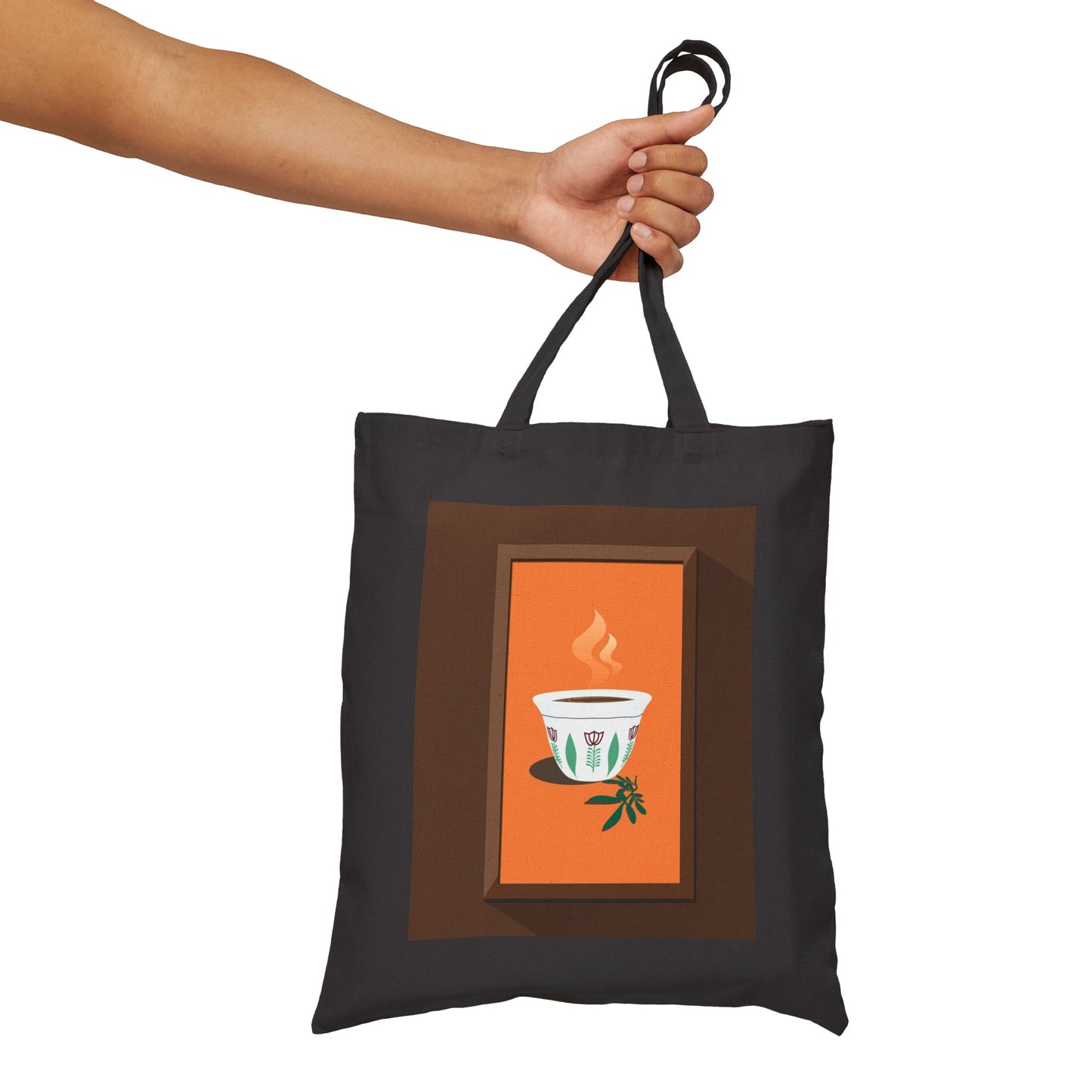 Cotton Canvas Tote Bag: Ethiopian coffee design