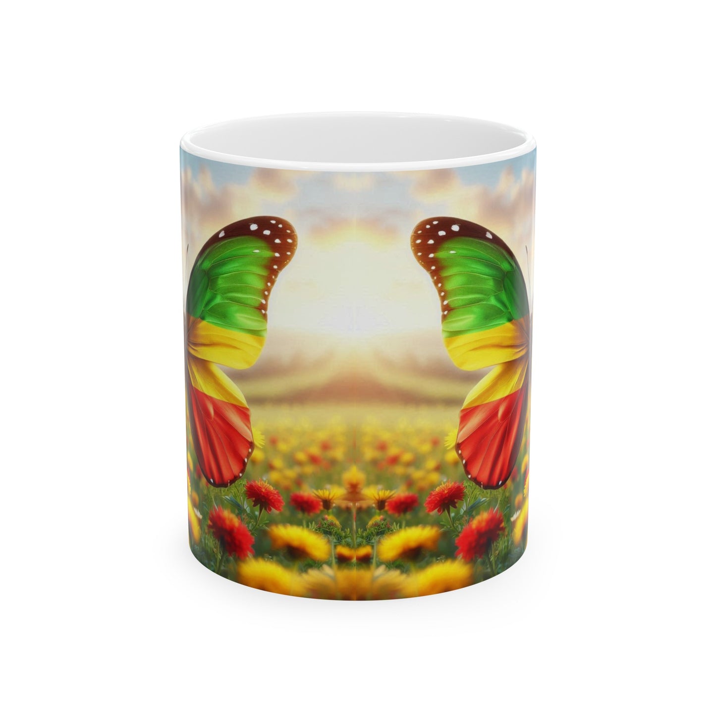 Ceramic Mug, (11oz, 15oz): Butterfly