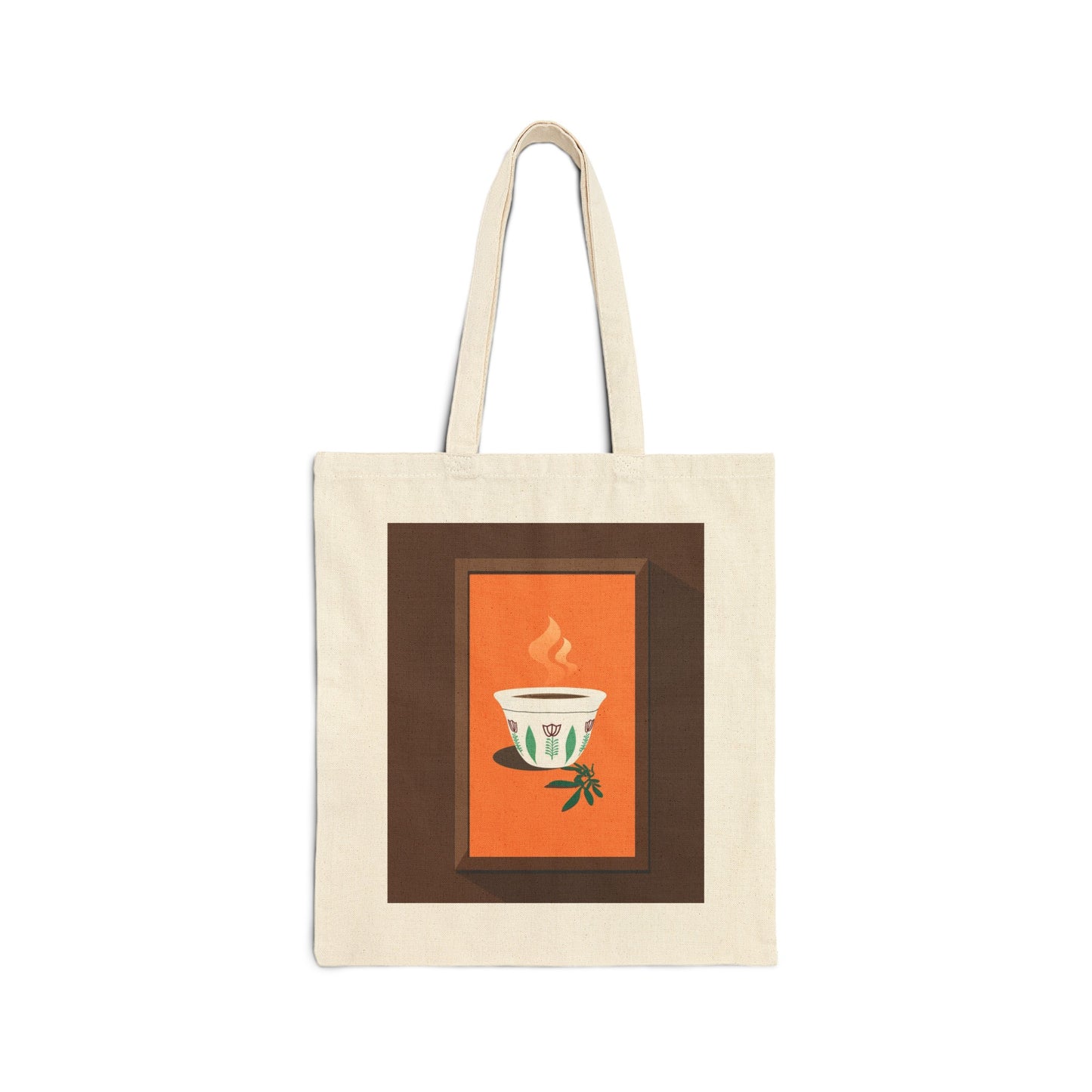 Cotton Canvas Tote Bag: Ethiopian coffee design