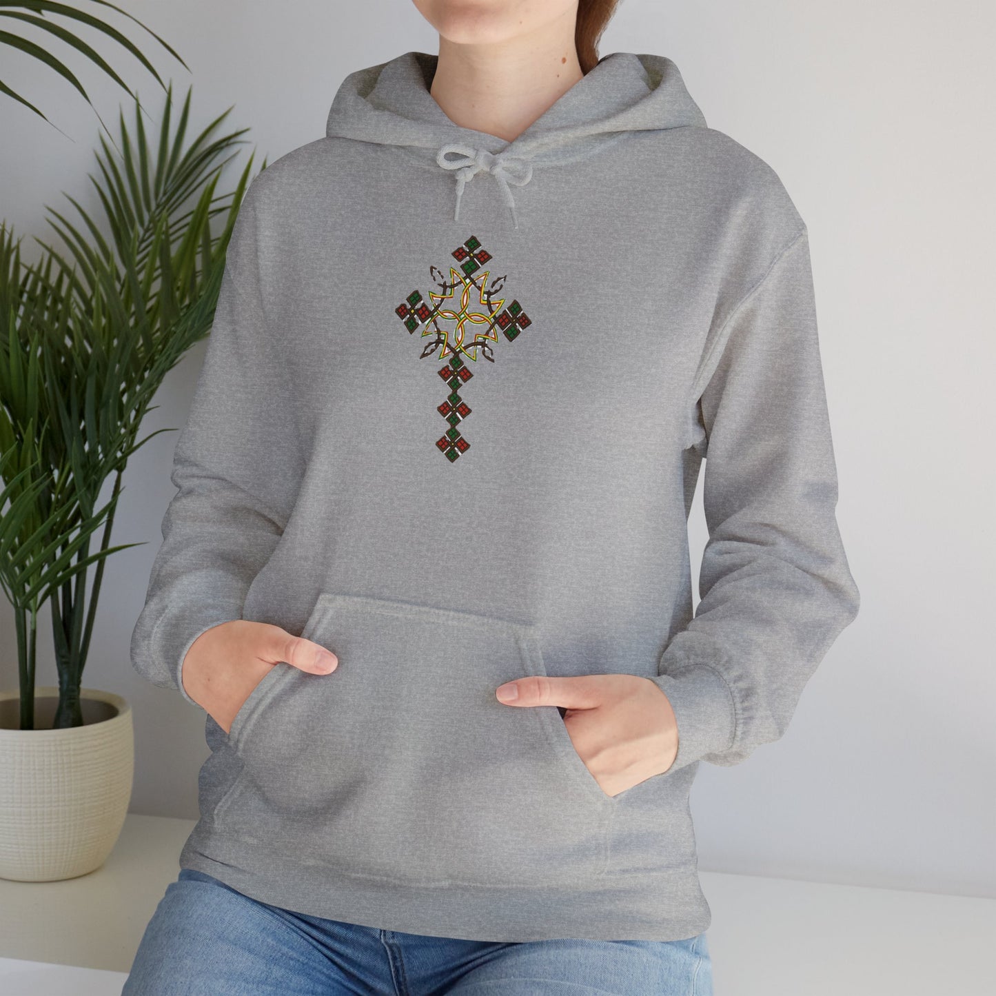 Ethiopian Cross Design Unisex Hooded Sweatshirt