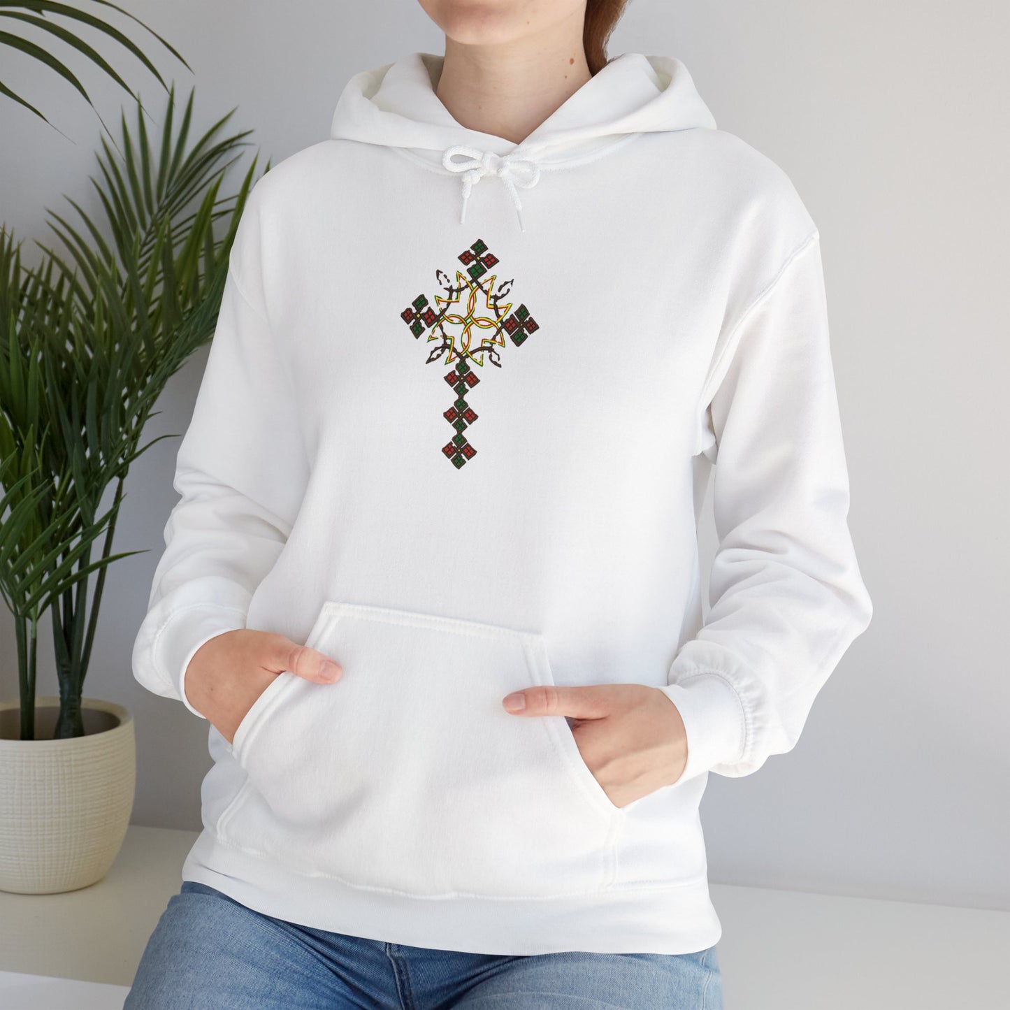 Ethiopian Cross Design Unisex Hooded Sweatshirt